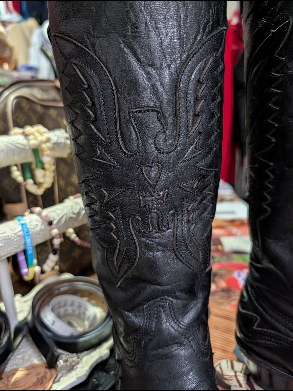 Phoenix Design Black Leather Cowboy Boots - Picture 2 of 6